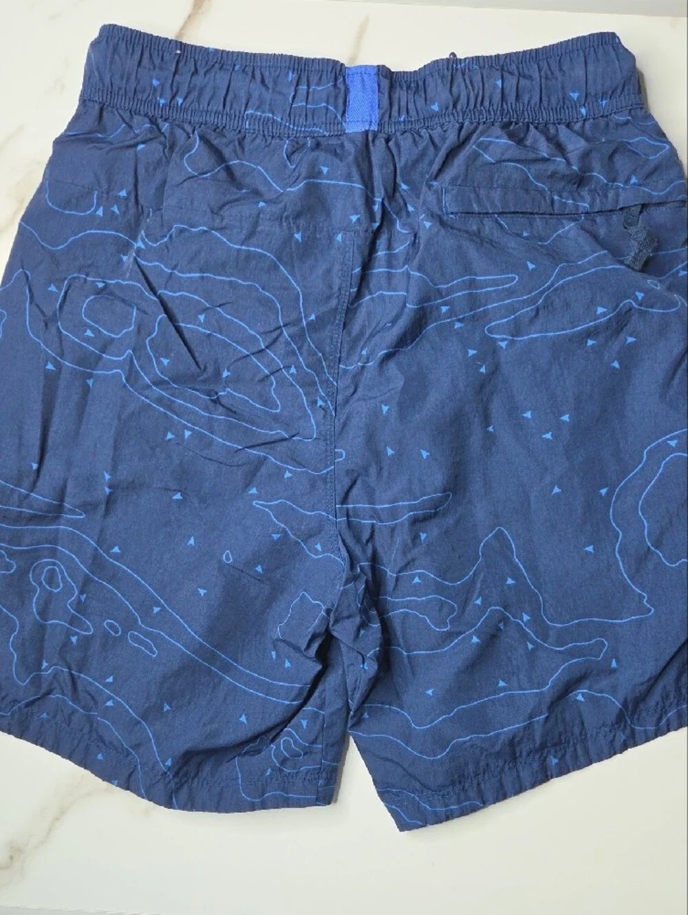 Men's Navy Patterned Quick-Dry Swim Trunks with Drawstring Waist (2pck)